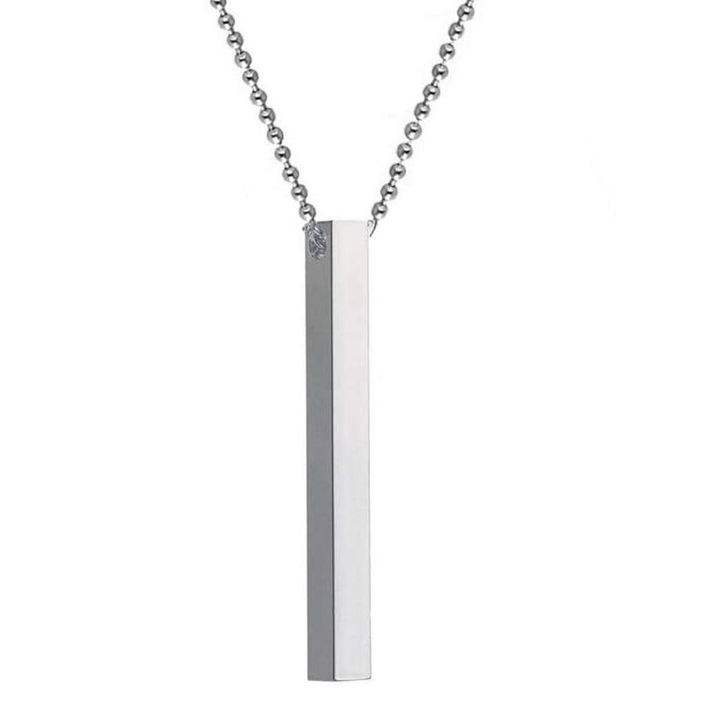 Stainless Steel Vertical Bar Necklace Silver Minimalist