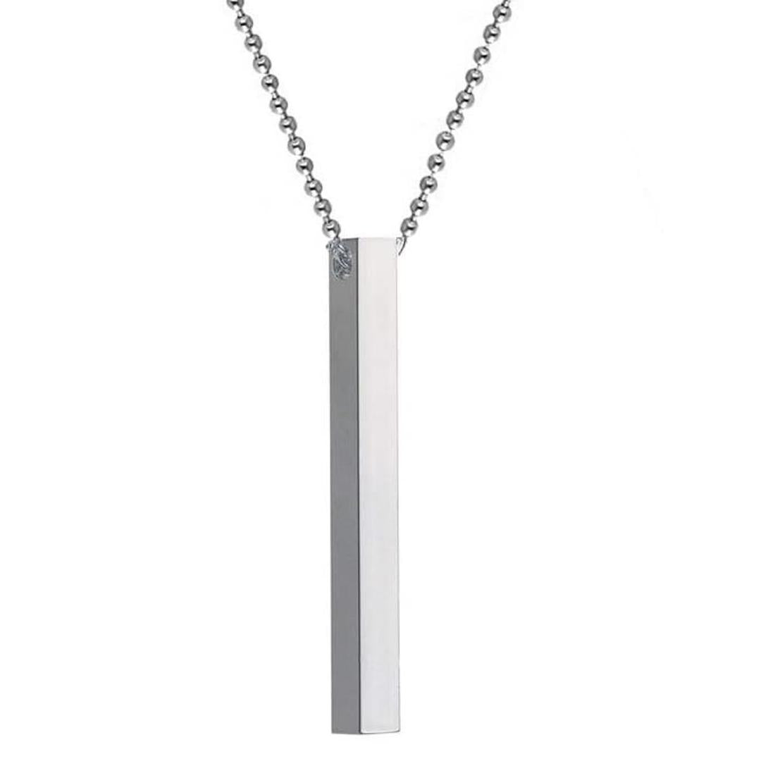 Stainless Steel Vertical Bar Necklace Silver Minimalist