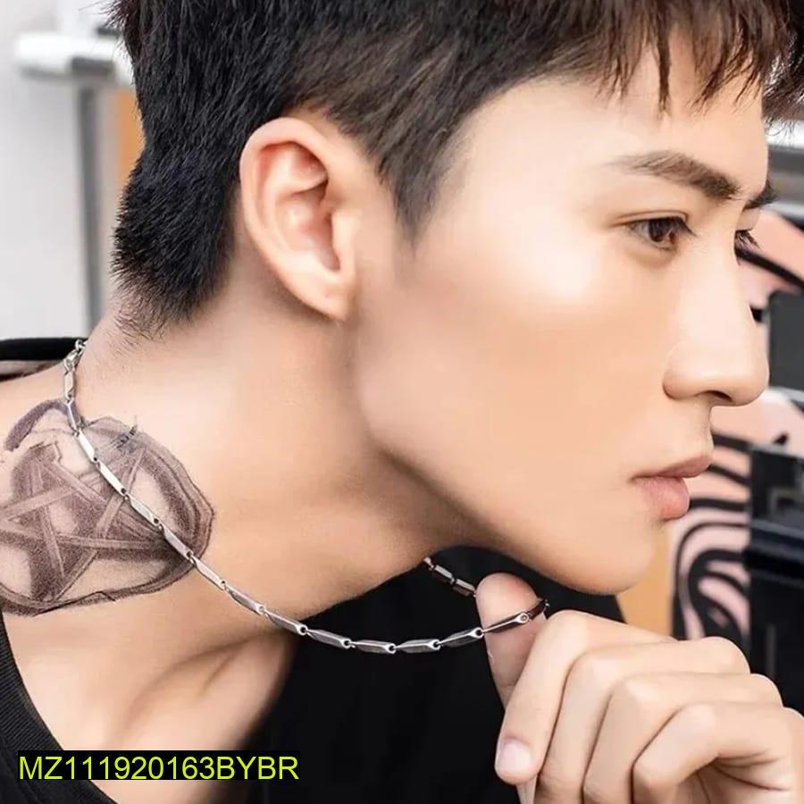 Men's Silver Stainless Steel Chain Locket for Daily Wear