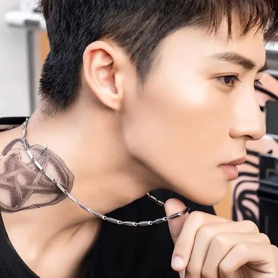 Men's Silver Stainless Steel Chain Locket for Daily Wear