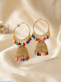 Golden Jhumka Earrings for Women with Crystal Tassels