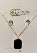 Black Decent Locket Set with Stud Earrings for Women