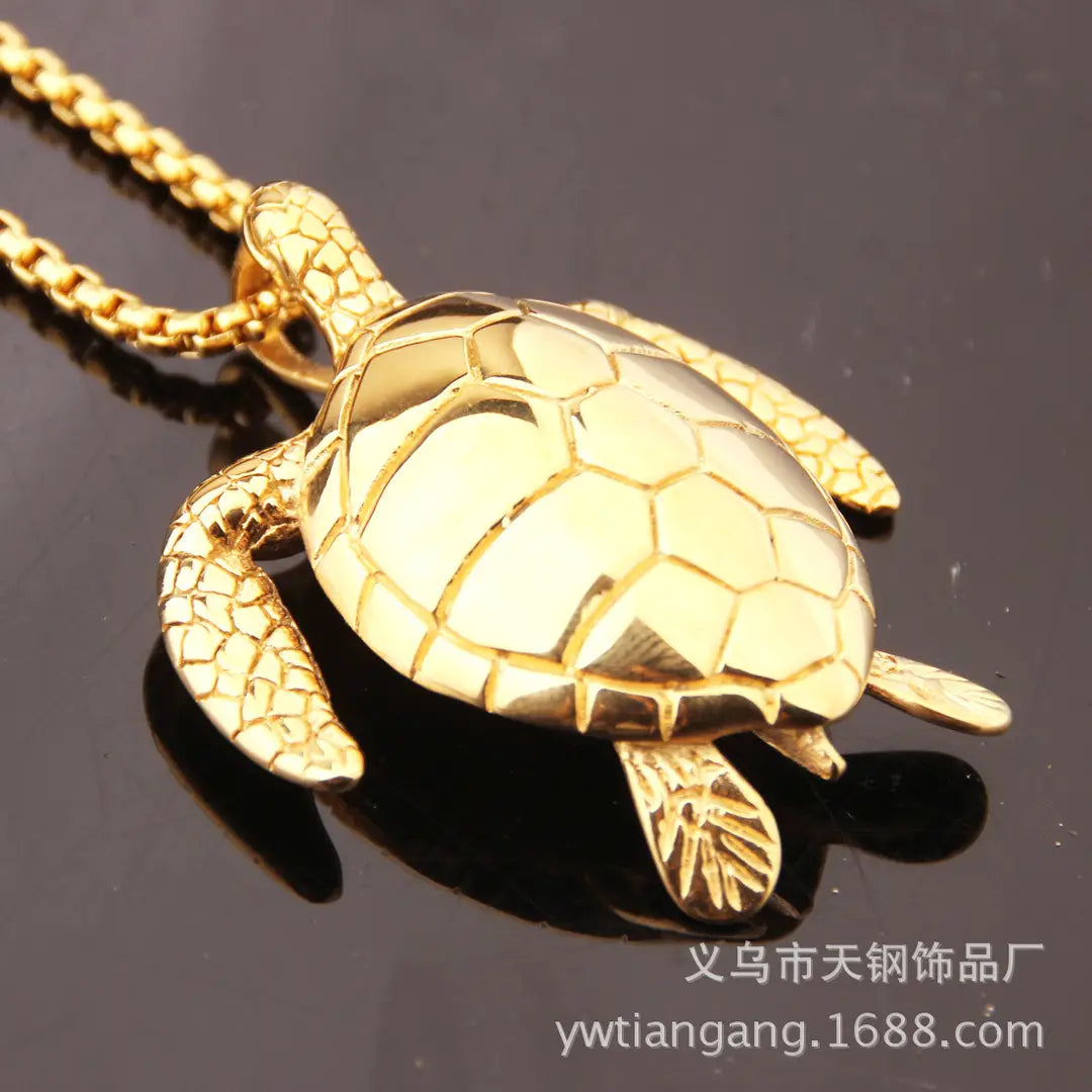 Trendy Turtle Pendant Necklace Stainless Steel Daily Wear