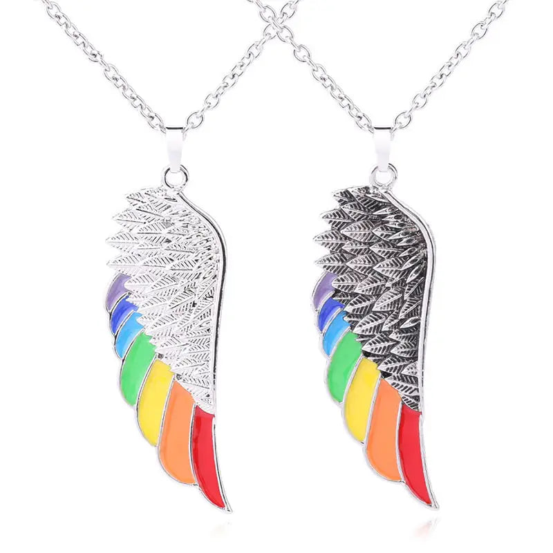 Rainbow Wing Pendant Necklace for Women