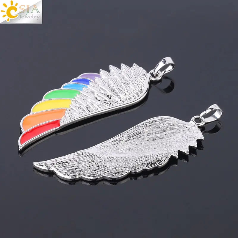 Rainbow Wing Pendant Necklace for Women