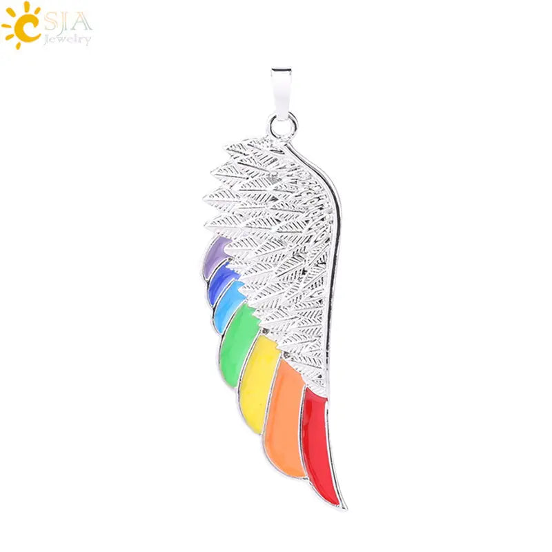 Rainbow Wing Pendant Necklace for Women