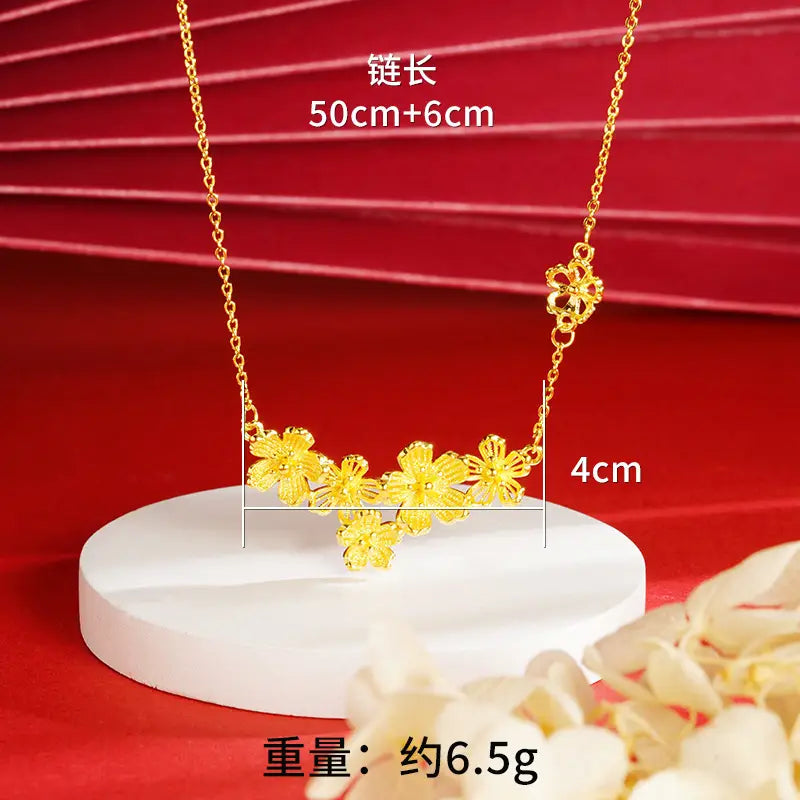 Gold Flower Necklace for Women Wedding Retro Style