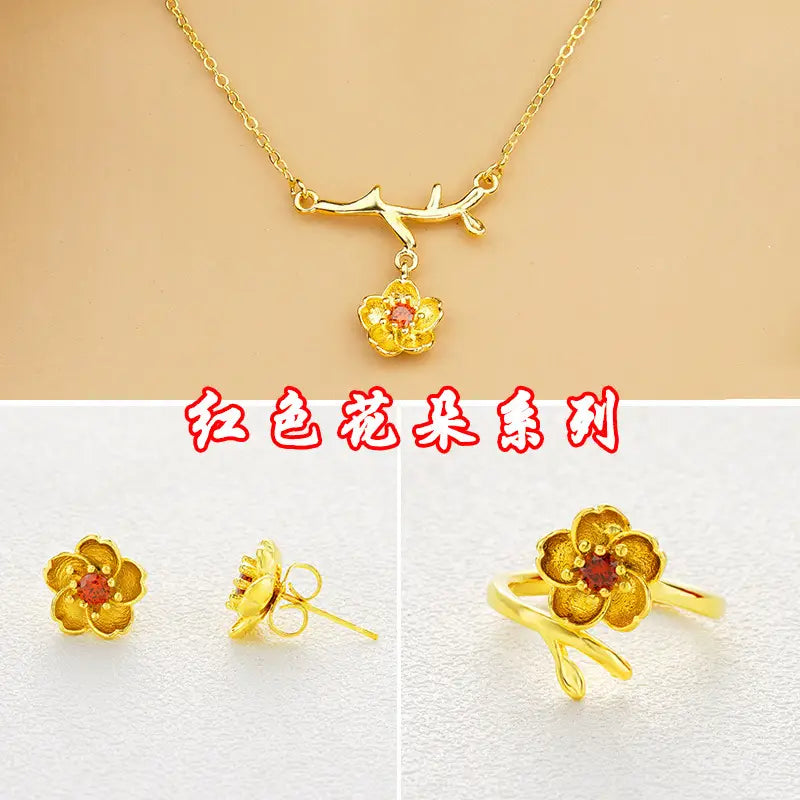 Gold Plated Daisy Jewelry Set for Women