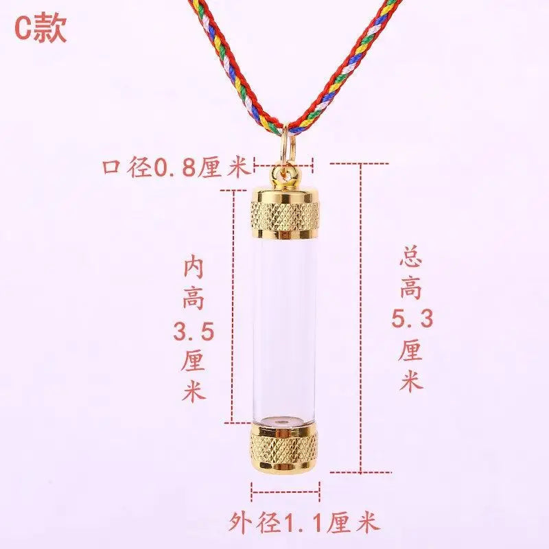 Transparent Gabu Amulet Tube Pendant Nepal Stupa Bottle