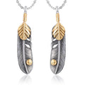 Couple Feather Necklace Gold Silver Pendant