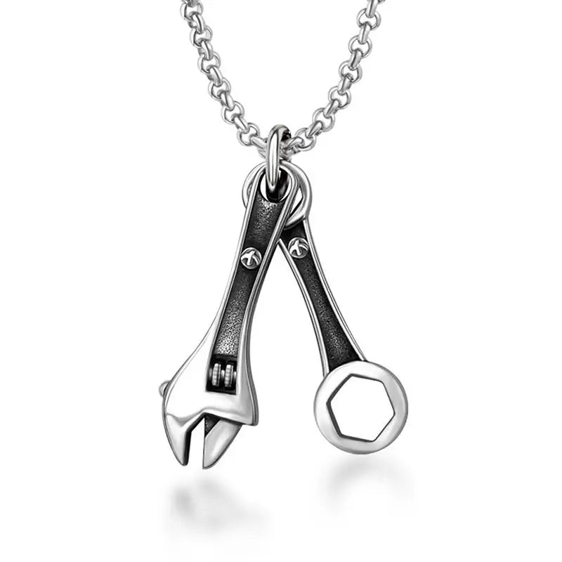 Wrench Pendant Necklace for Men Women Stainless Steel Hip Hop Style