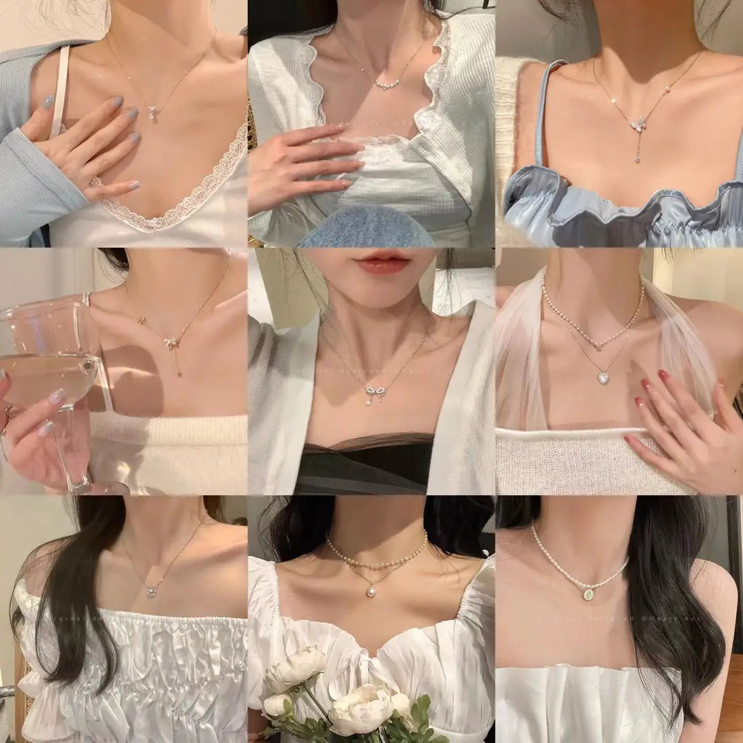 Summer Pearl Necklace Women Luxury Clavicle Chain
