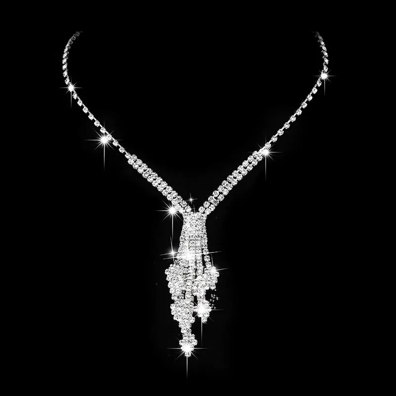 Premium Diamond Bridal Necklace & Earrings Set
