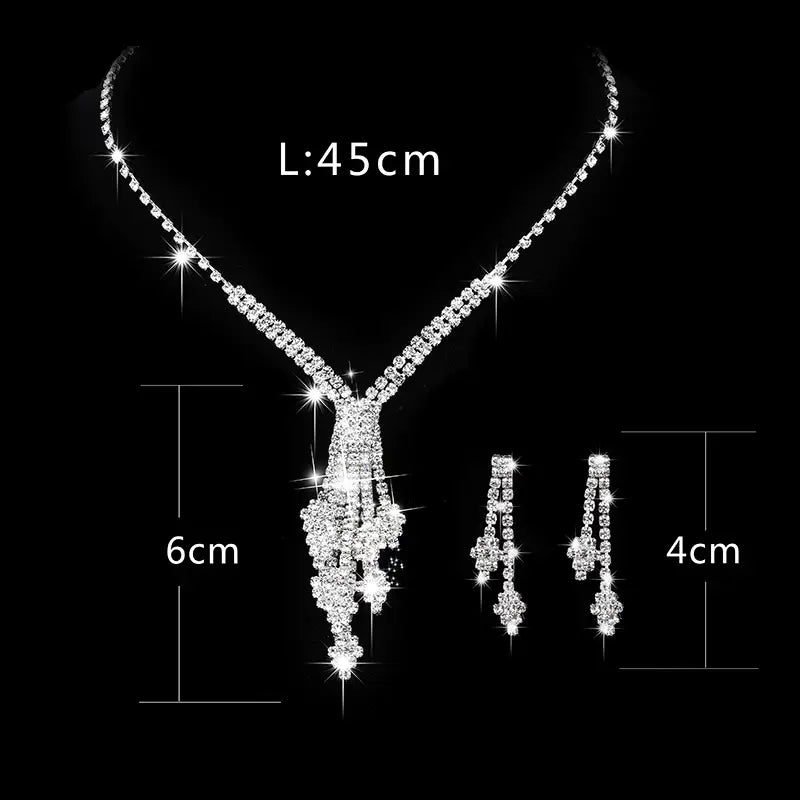 Premium Diamond Bridal Necklace & Earrings Set
