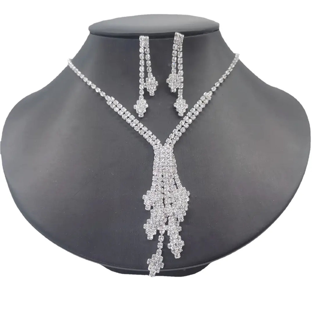 Premium Diamond Bridal Necklace & Earrings Set