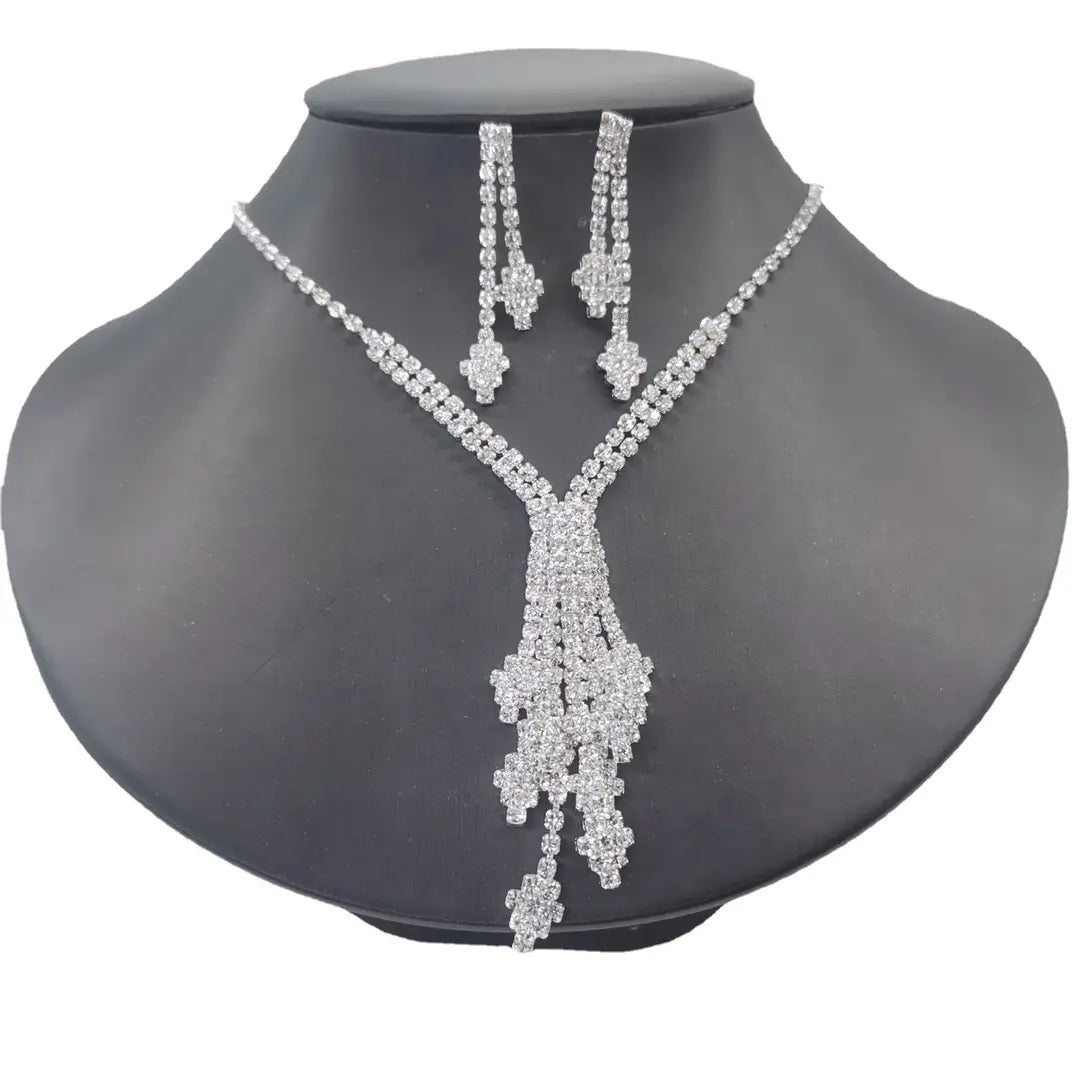 Premium Diamond Bridal Necklace & Earrings Set