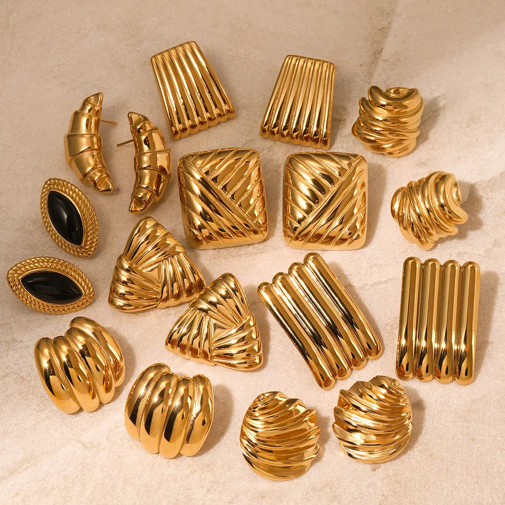 Gold Earrings for Women - Premium Stainless Steel, Lightweight, Wave Design