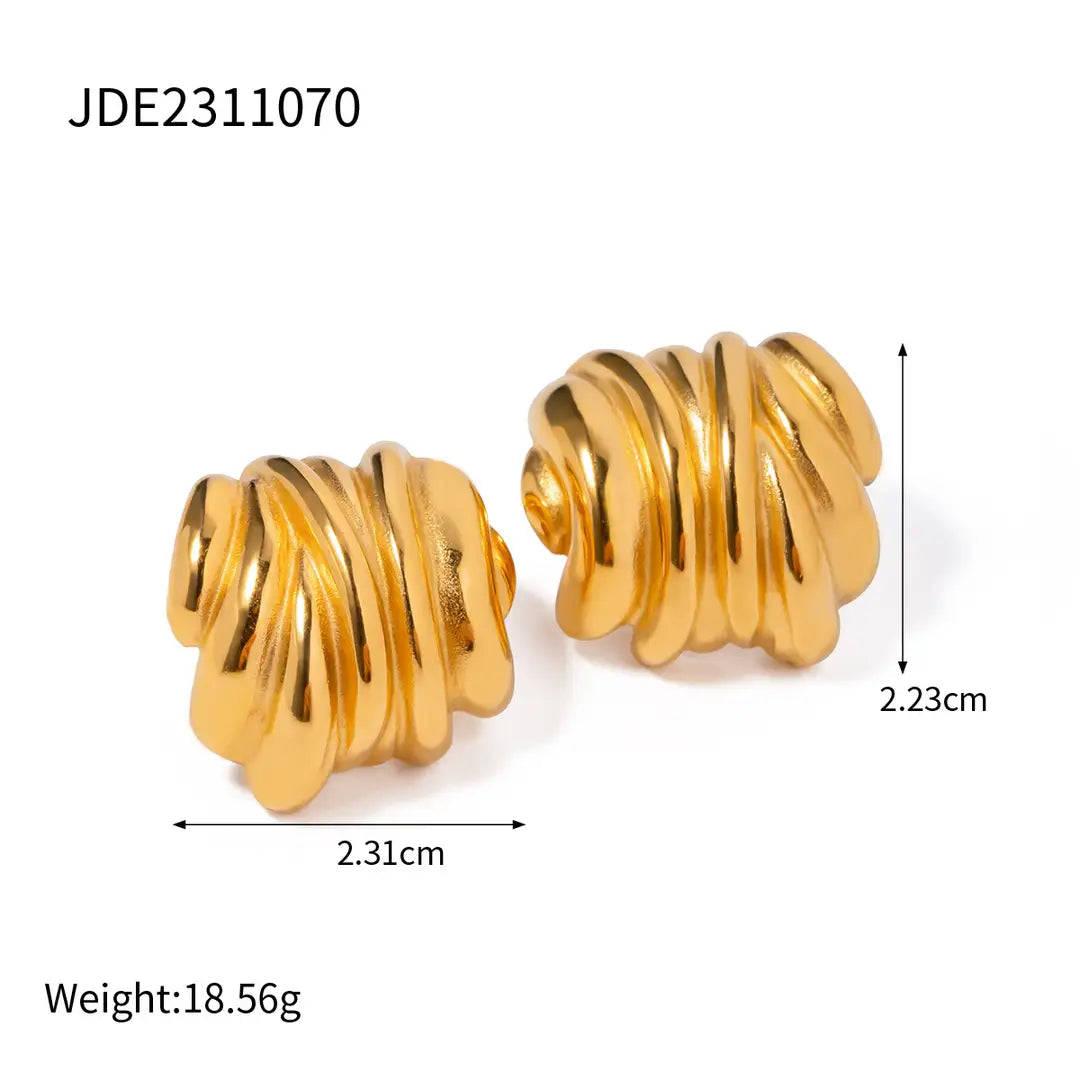 Gold Earrings for Women - Premium Stainless Steel, Lightweight, Wave Design
