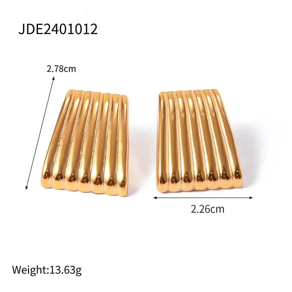 Gold Earrings for Women - Premium Stainless Steel, Lightweight, Wave Design