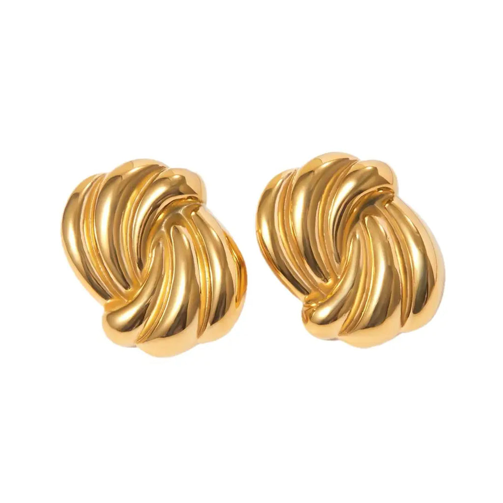 Gold Earrings for Women - Premium Stainless Steel, Lightweight, Wave Design