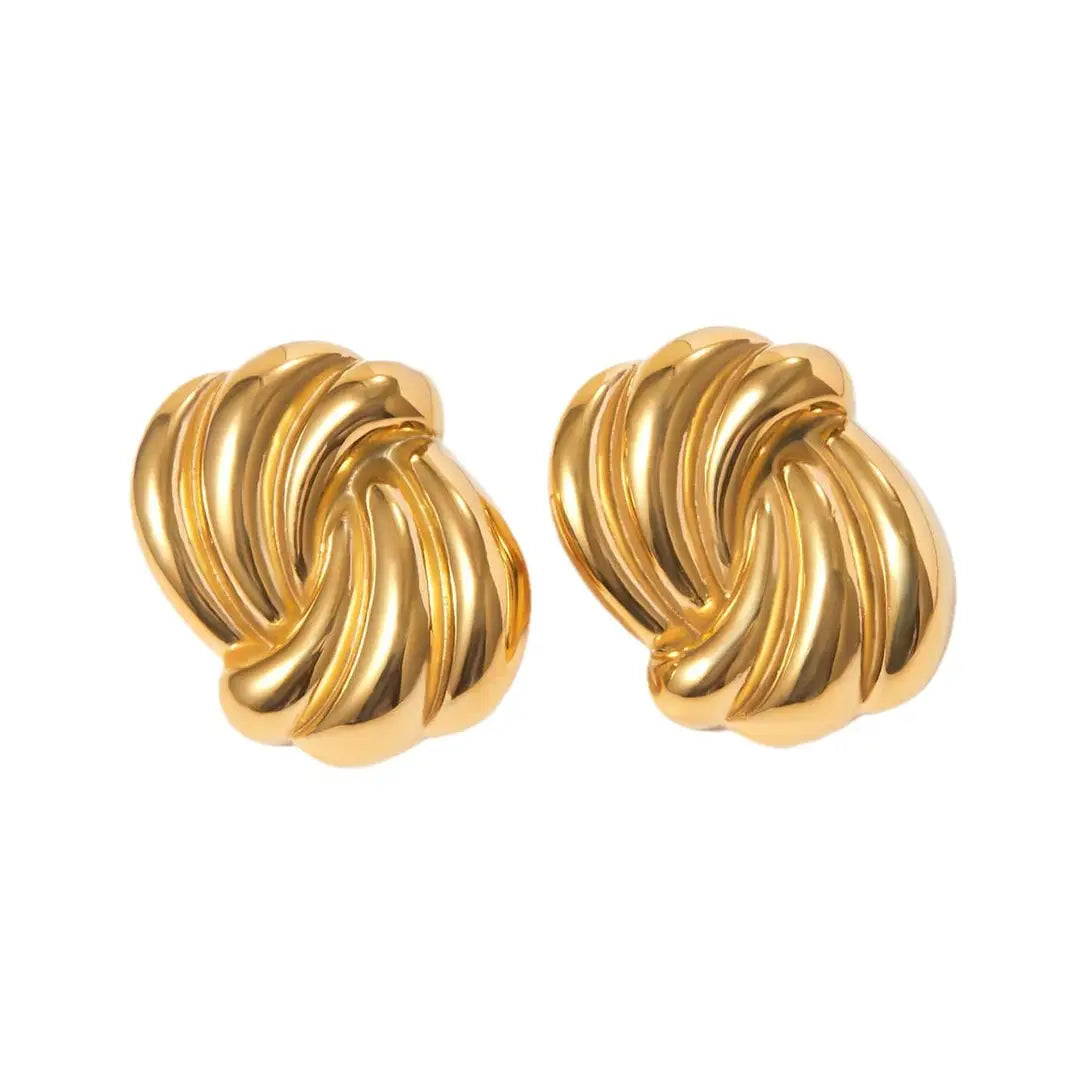 Gold Earrings for Women - Premium Stainless Steel, Lightweight, Wave Design