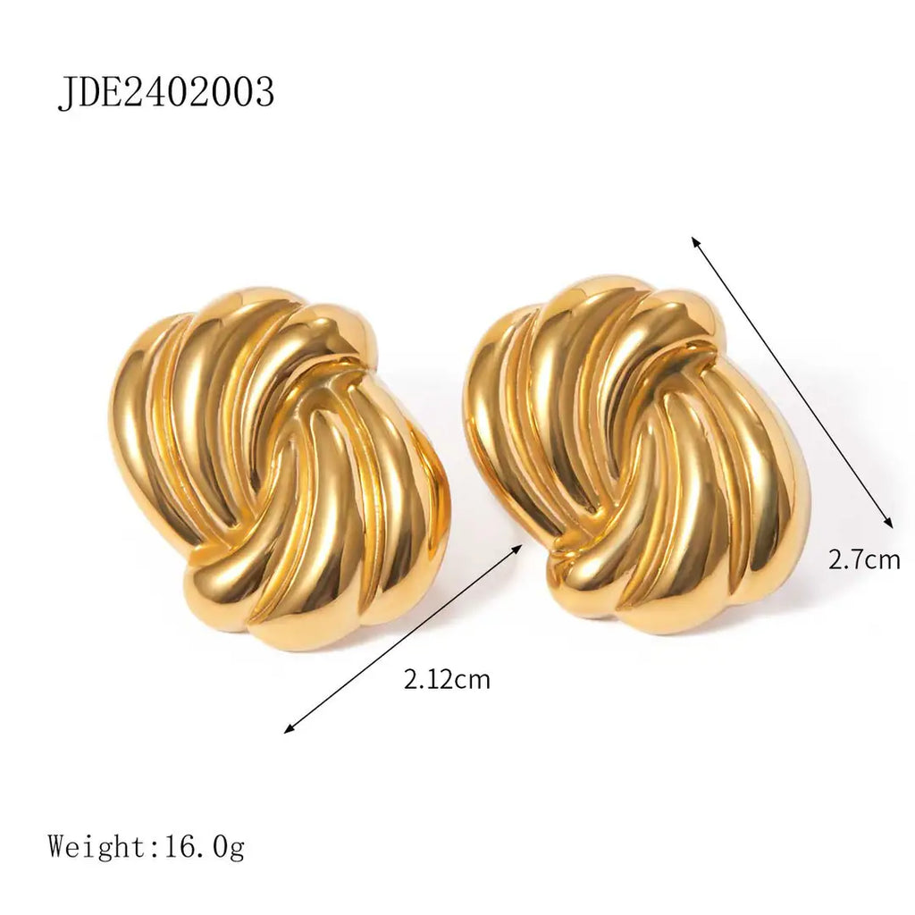 Gold Earrings for Women - Premium Stainless Steel, Lightweight, Wave Design