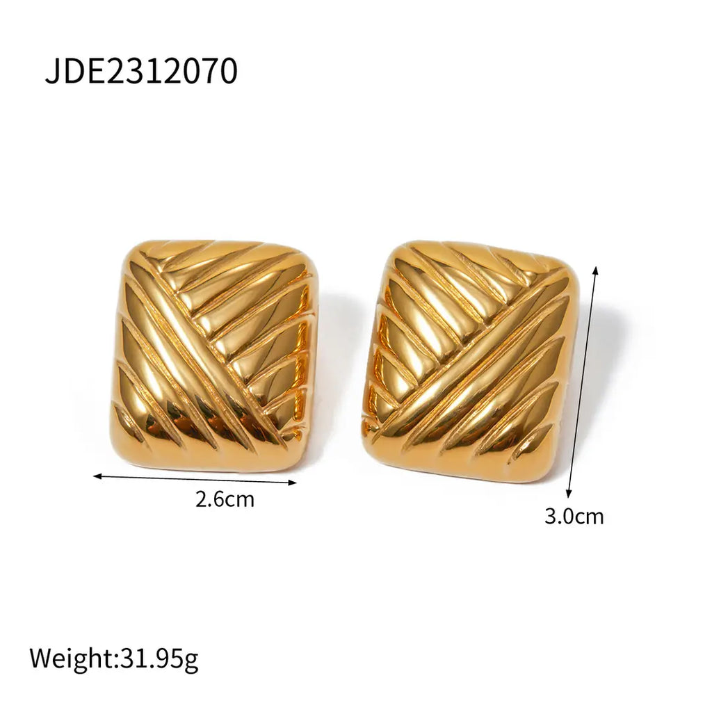 Gold Earrings for Women - Premium Stainless Steel, Lightweight, Wave Design