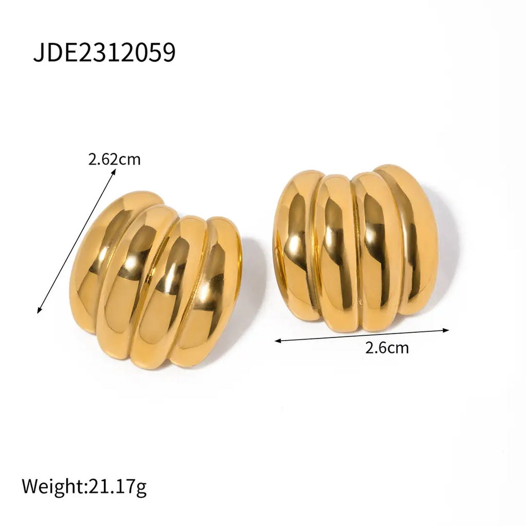 Gold Earrings for Women - Premium Stainless Steel, Lightweight, Wave Design