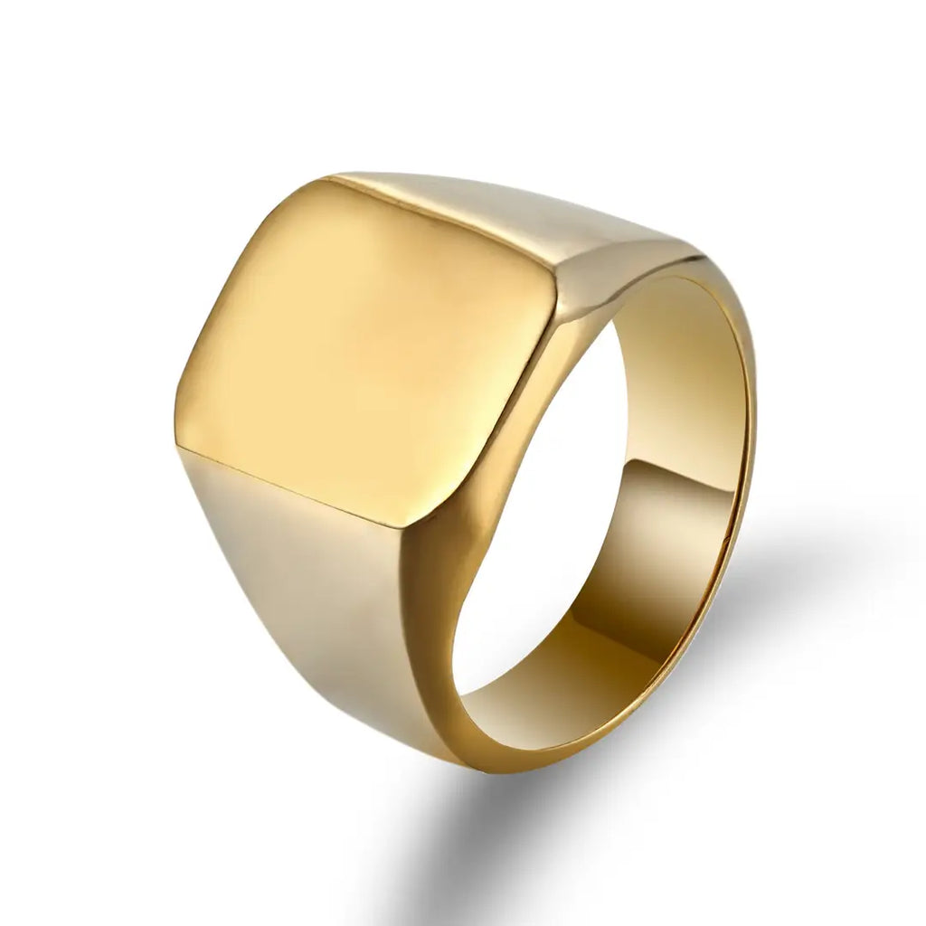 Men Titanium Steel Square Ring Silver Gloss Daily Wear
