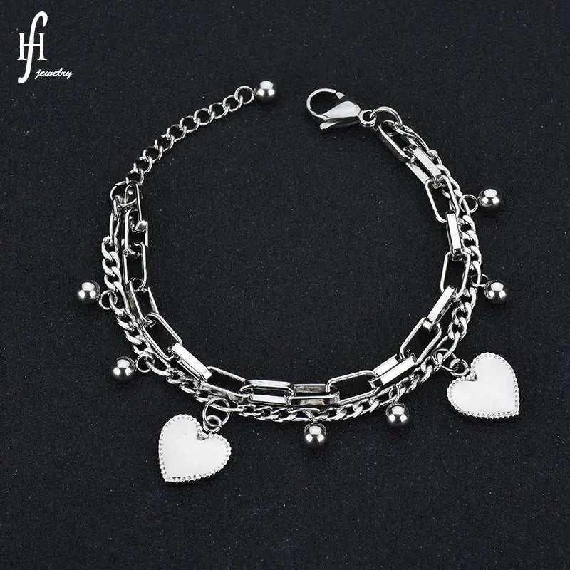 Gold Heart Charm Bracelet for Women