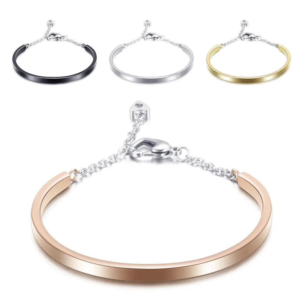U-Shaped Bracelet Titanium Steel Rose Gold Silver Black