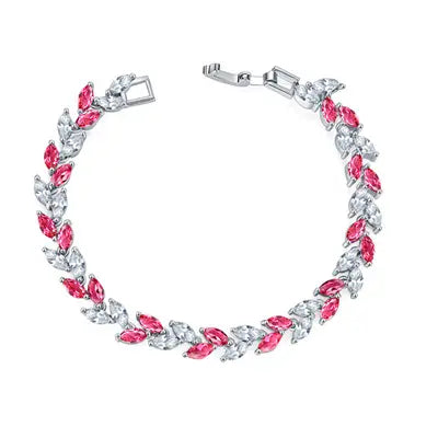 Platinum White Zircon Rice Bracelet for Women