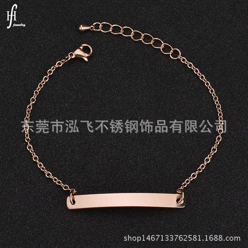 Rose Gold Curved Bracelet for Women with Engraving