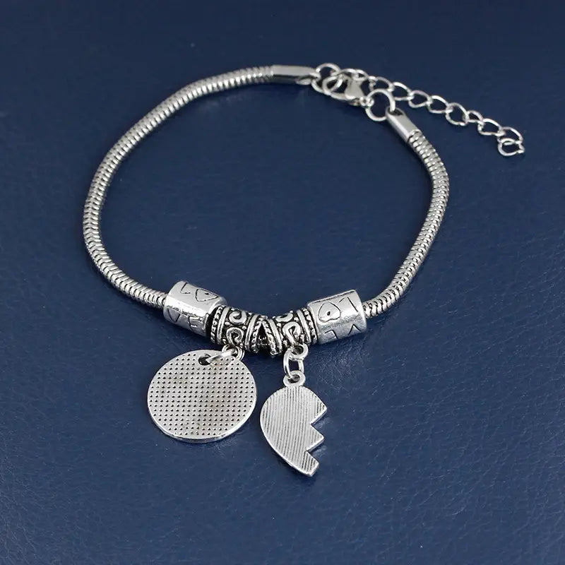 Best Friend Bracelet Set Silver Tones Snake Chain