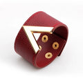Red PU Leather V-Buckle Bracelet for Women