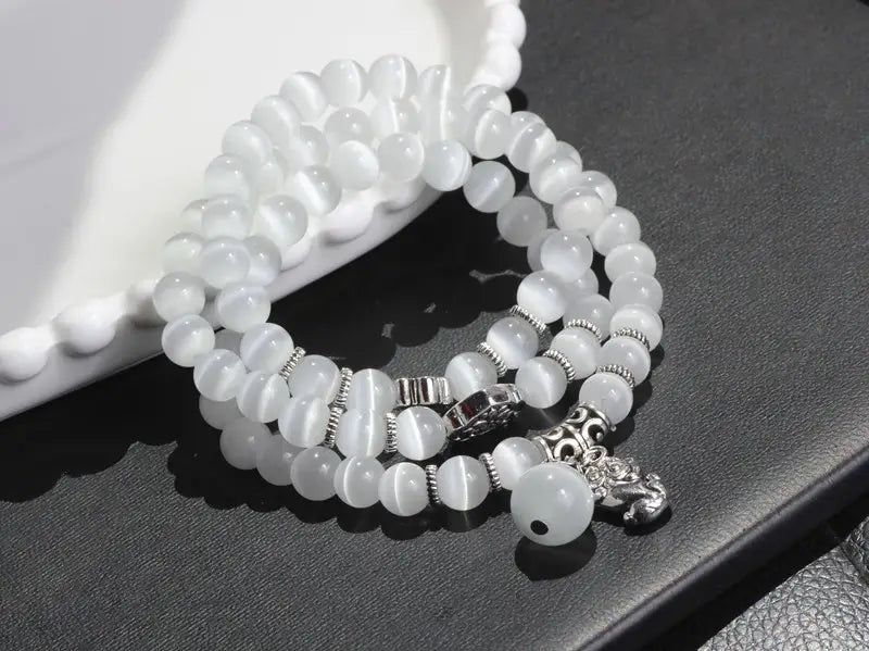 White Opal Cat Eye Bracelet for Women