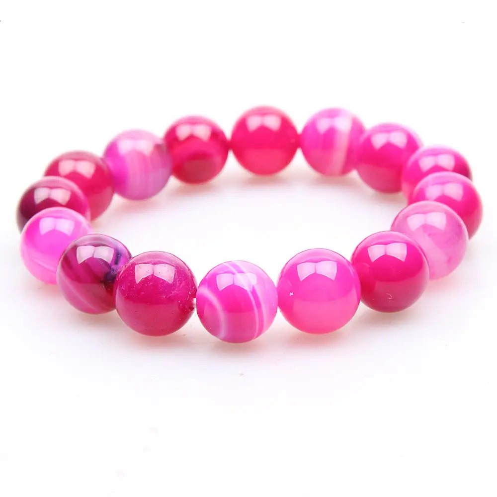 Rose Red Agate Bracelet Beads Set for Women
