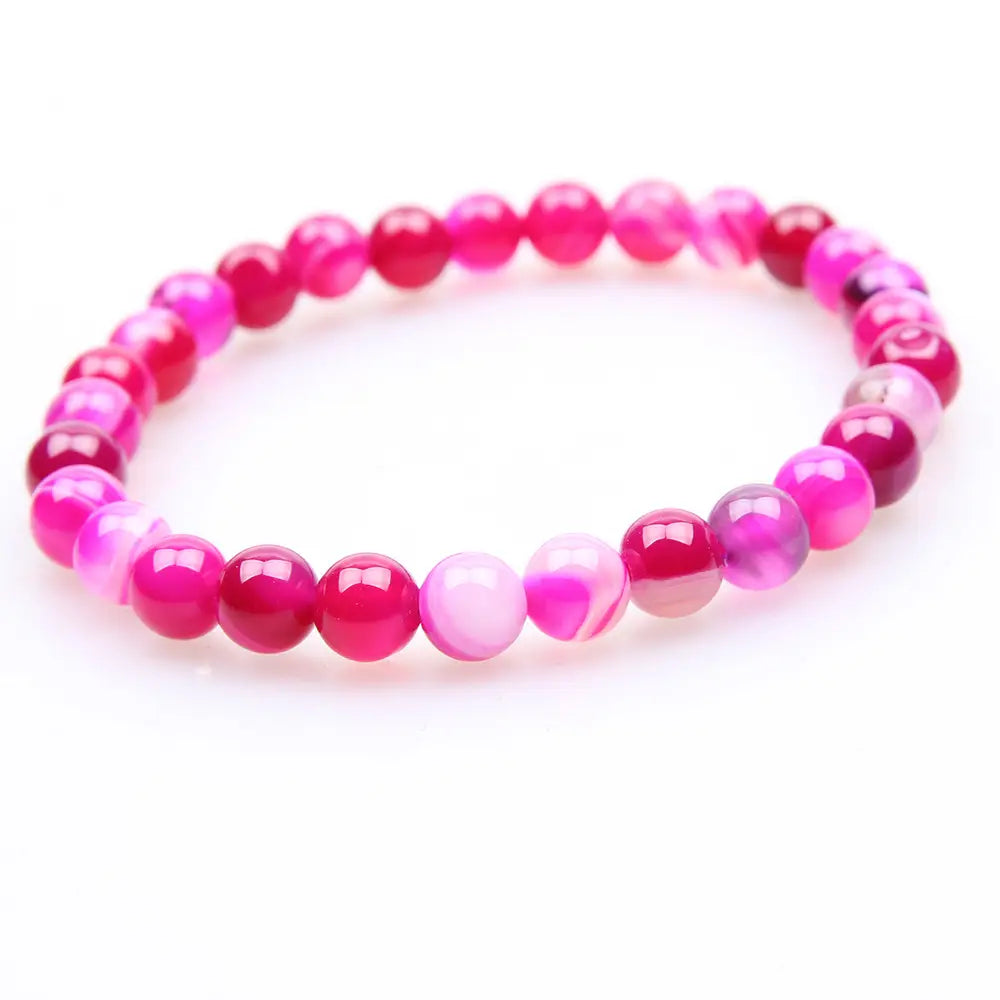 Rose Red Agate Bracelet Beads Set for Women