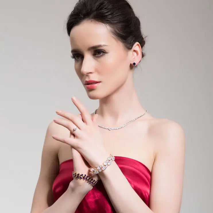 Women Rose Gold Zircon Banquet Bracelet for Weddings Parties