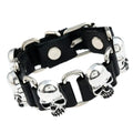 Black Leather Skull Bracelet for Men Women Punk Style
