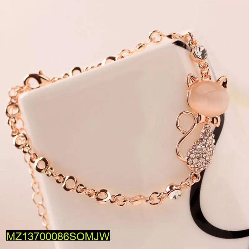 Rose Gold Cat Bracelet Adjustable for Women