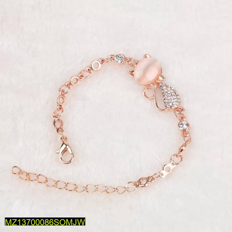 Rose Gold Cat Bracelet Adjustable for Women