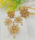 Golden Flower Jewelry Set for Women with Zarcoon Stones