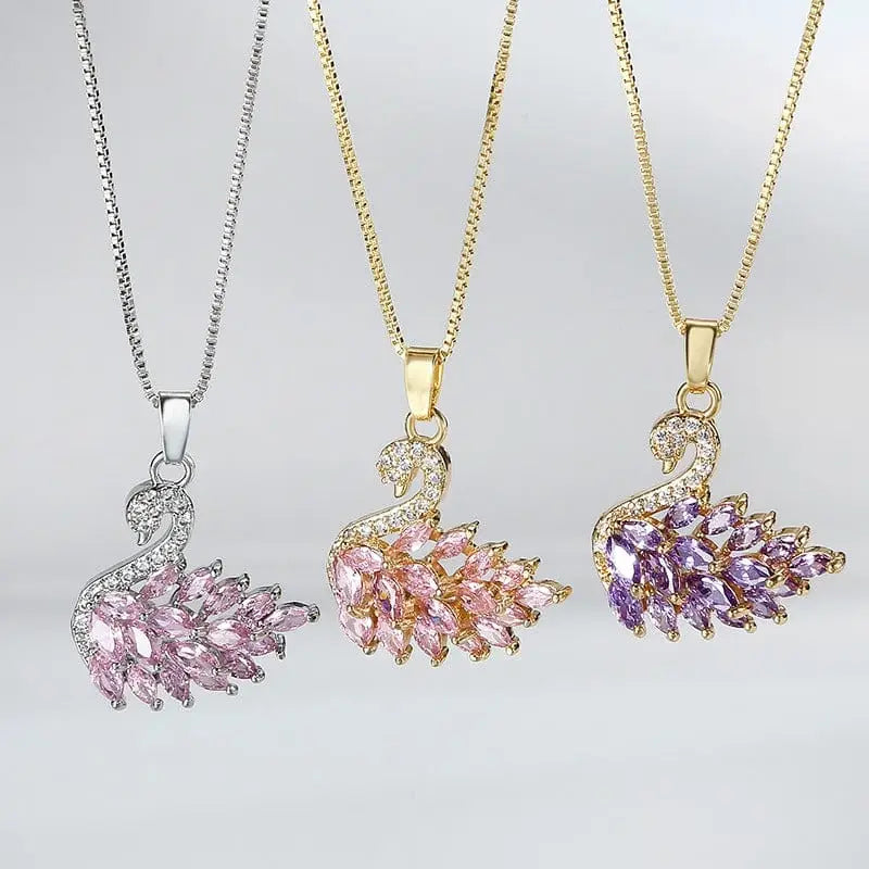 Gold Plated Base Korean Swan  Zircon Pendant