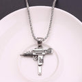 Gun Shaped Silver Plated Pendant Necklace 60cm for Men