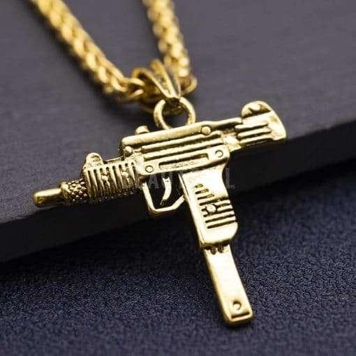 Golden Gun Shaped Men Necklace for Men
