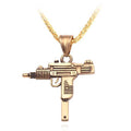 Golden Gun Shaped Men Necklace for Men