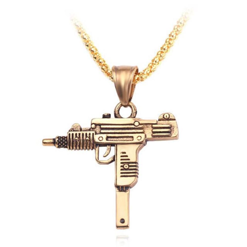 Golden Gun Shaped Men Necklace for Men