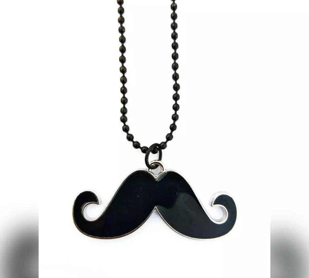 Men Mustache Necklace Stainless Steel Adjustable Black