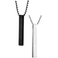 Unisex Vertical Bar Necklace Set Silver Black Stainless Steel